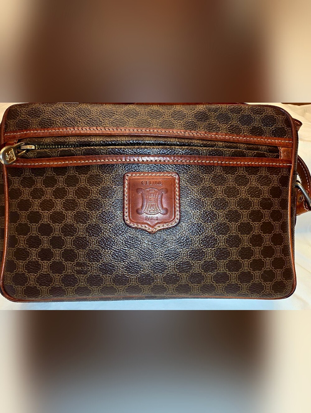 Celine Brown Signature Crossbody Bag